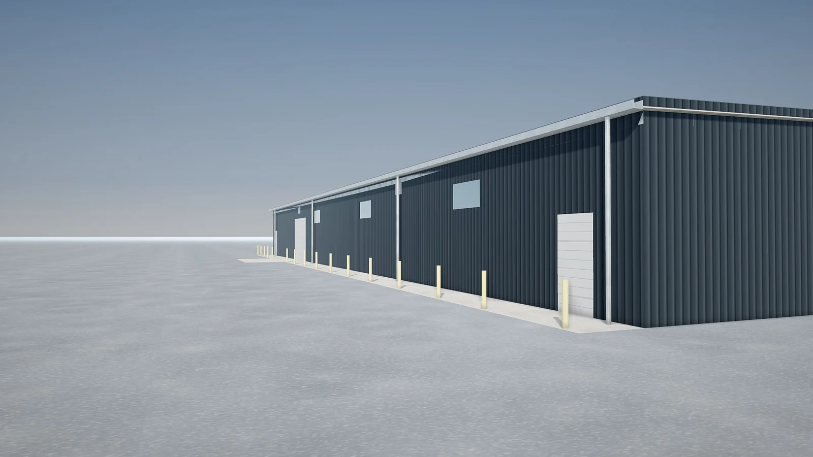 Randare a modelului 3D „Depozit logistic pentru restaurant”, vedere de sus