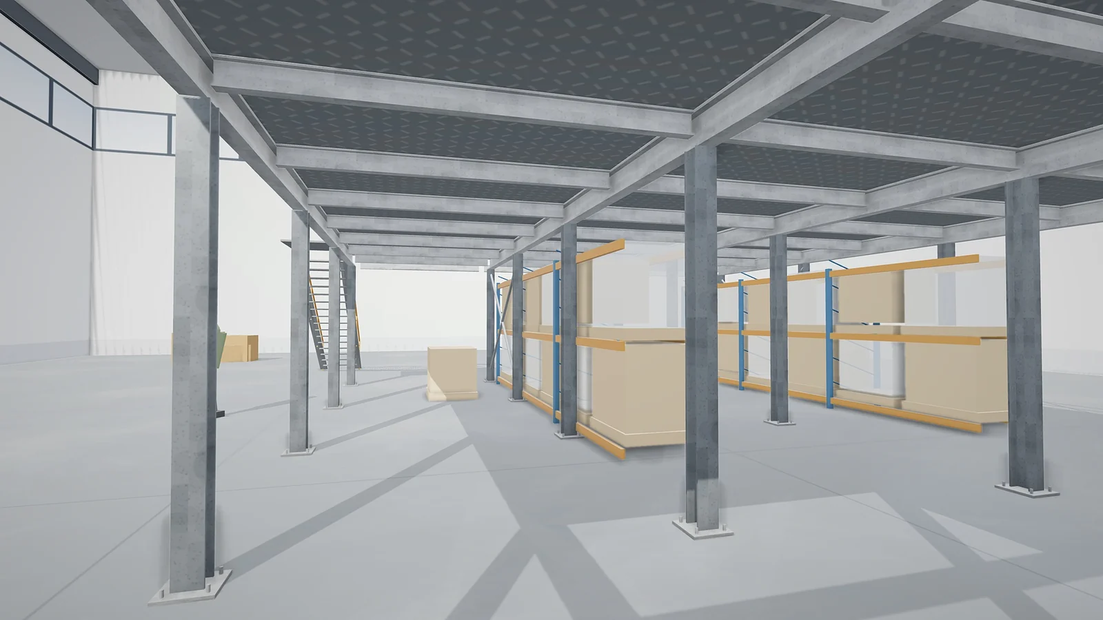 Imagine din proiectul „Mezanin industrial cu pasarele”