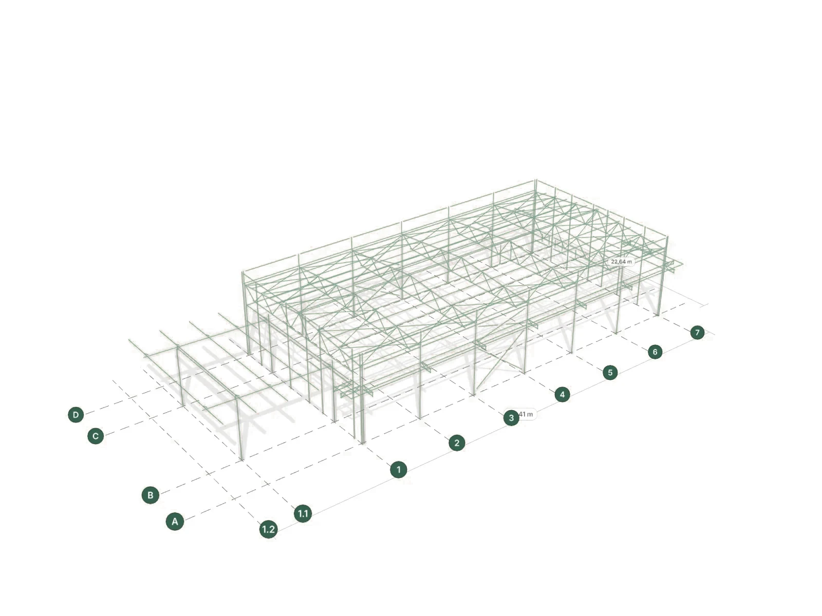 Restaurant cu structură metalică: schemă analitică